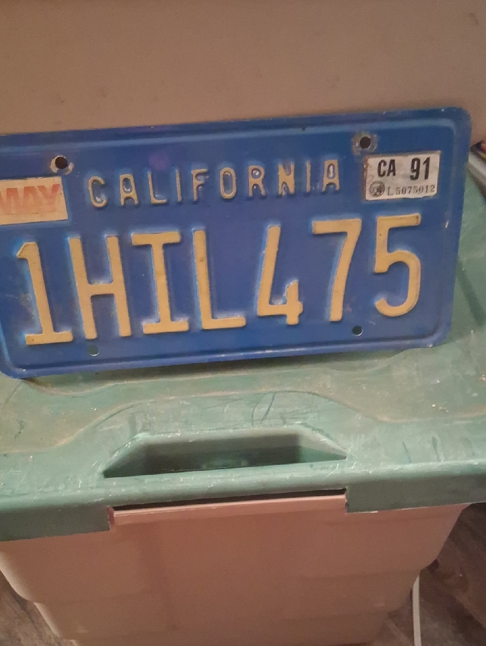 Vintage California License Plate in Blue and Yellow